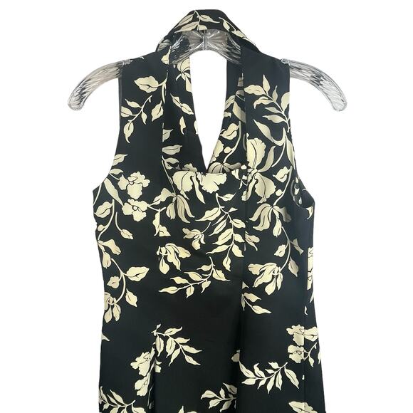 Vintage 90's VIRGO Floral Black Button Front Maxi Dress - Picture 9 of 10